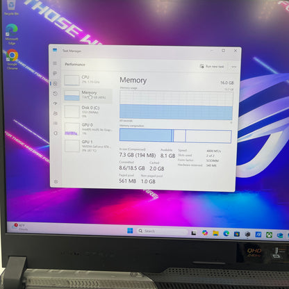 Asus ROG Strix Scar 15 i9-12900H 2.5GHz 16GB RAM 1TB SSD GeForce RTX 3070 Ti