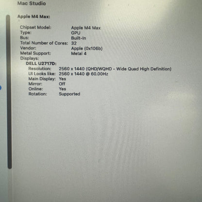 2025 Apple Mac Studio M4 Max 32 Core 4.5GHz 36GB RAM 512GB SSD A3143