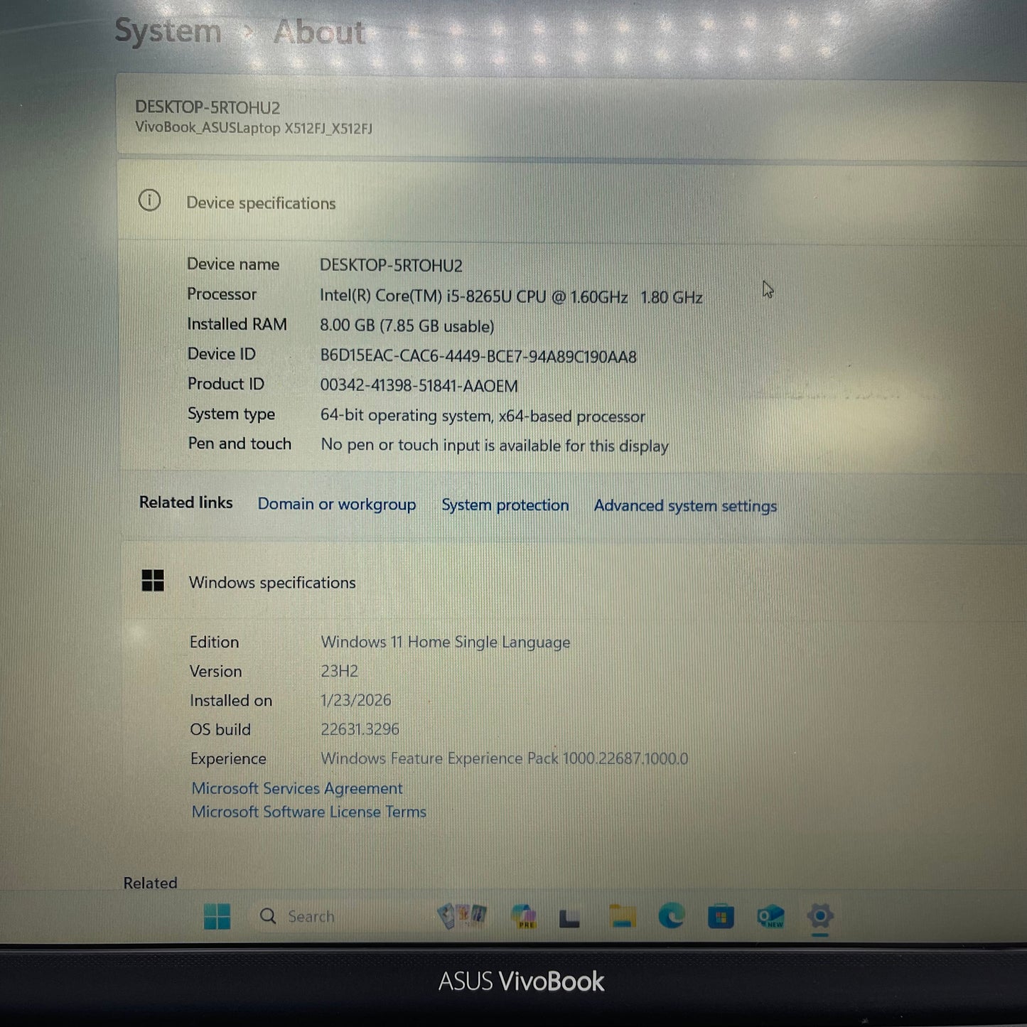 Asus Vivobook 15 X512F 15.6" i5-8265U 1.6GHz 8GB RAM 512GB SSD GeForce MX230