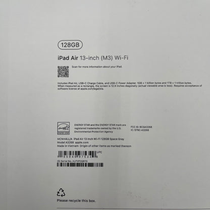 WiFi Only Apple iPad Air 13" M3 128GB Space Gray MCNH4LL/A