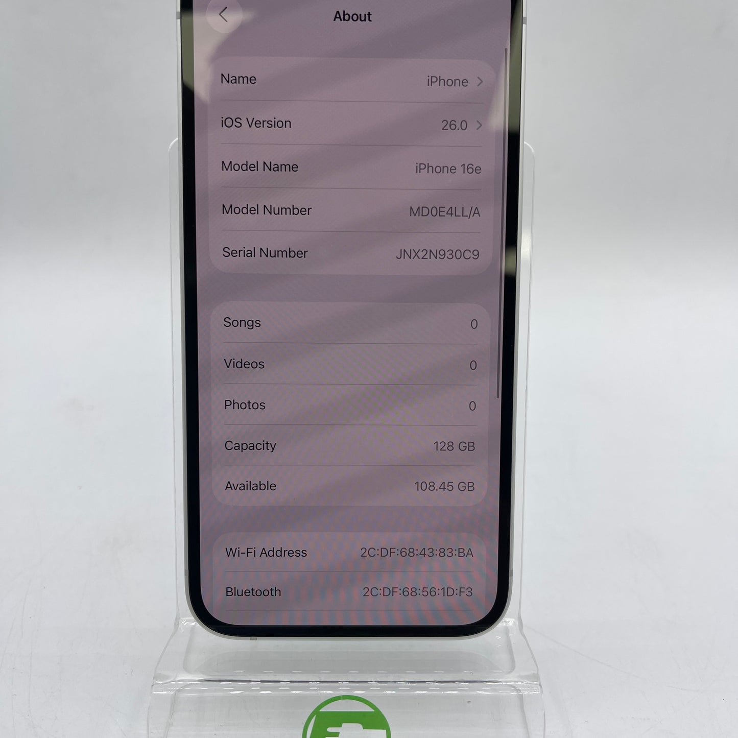 Factory Unlocked Apple iPhone 16e 128GB White MD0E4LL/A With AppleCare+