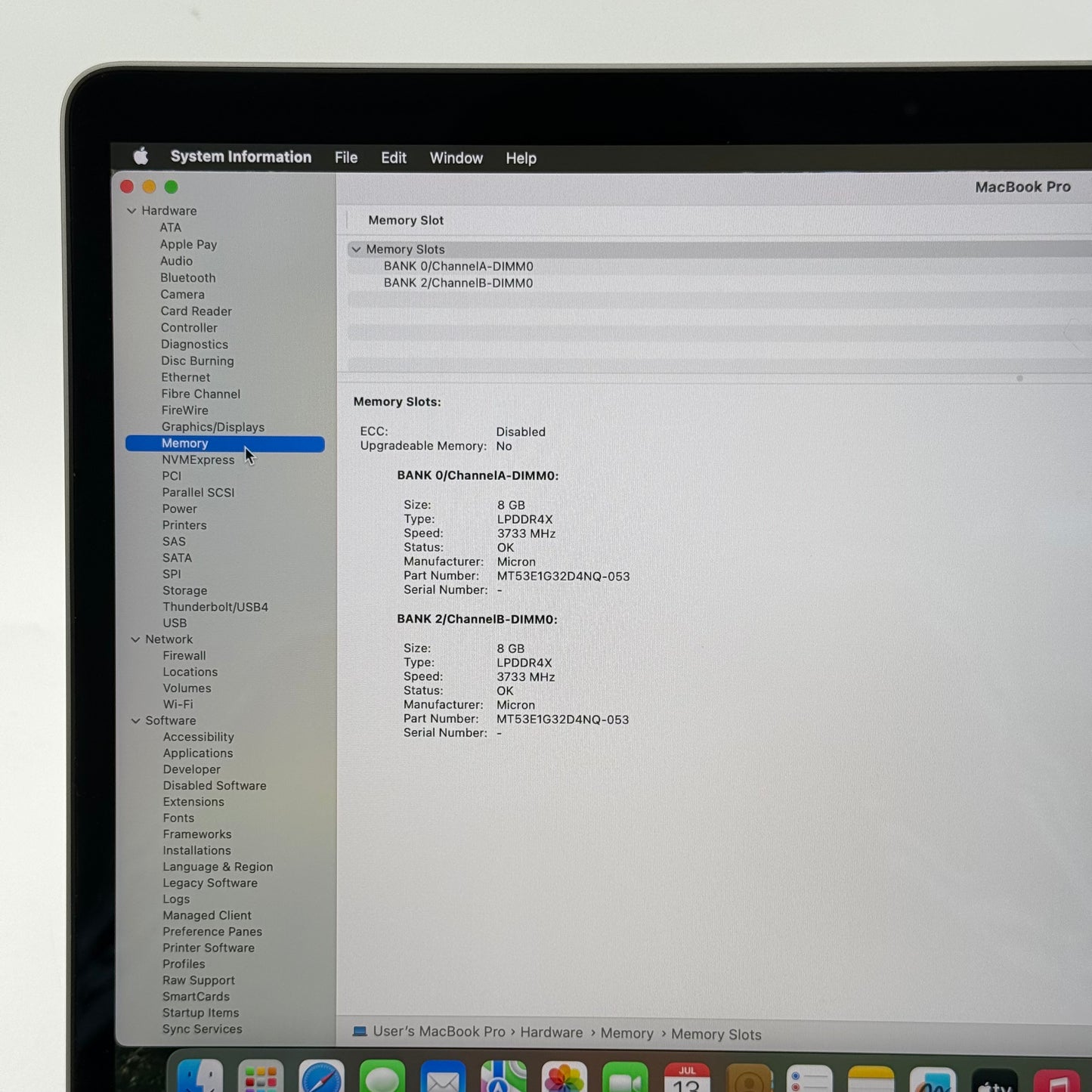2020 Apple MacBook Pro 13.3" i5 2.0GHz 16GB RAM 512GB SSD Space Gray A2251