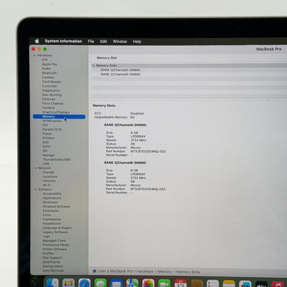 2020 Apple MacBook Pro 13.3" i5 2.0GHz 16GB RAM 512GB SSD Space Gray A2251