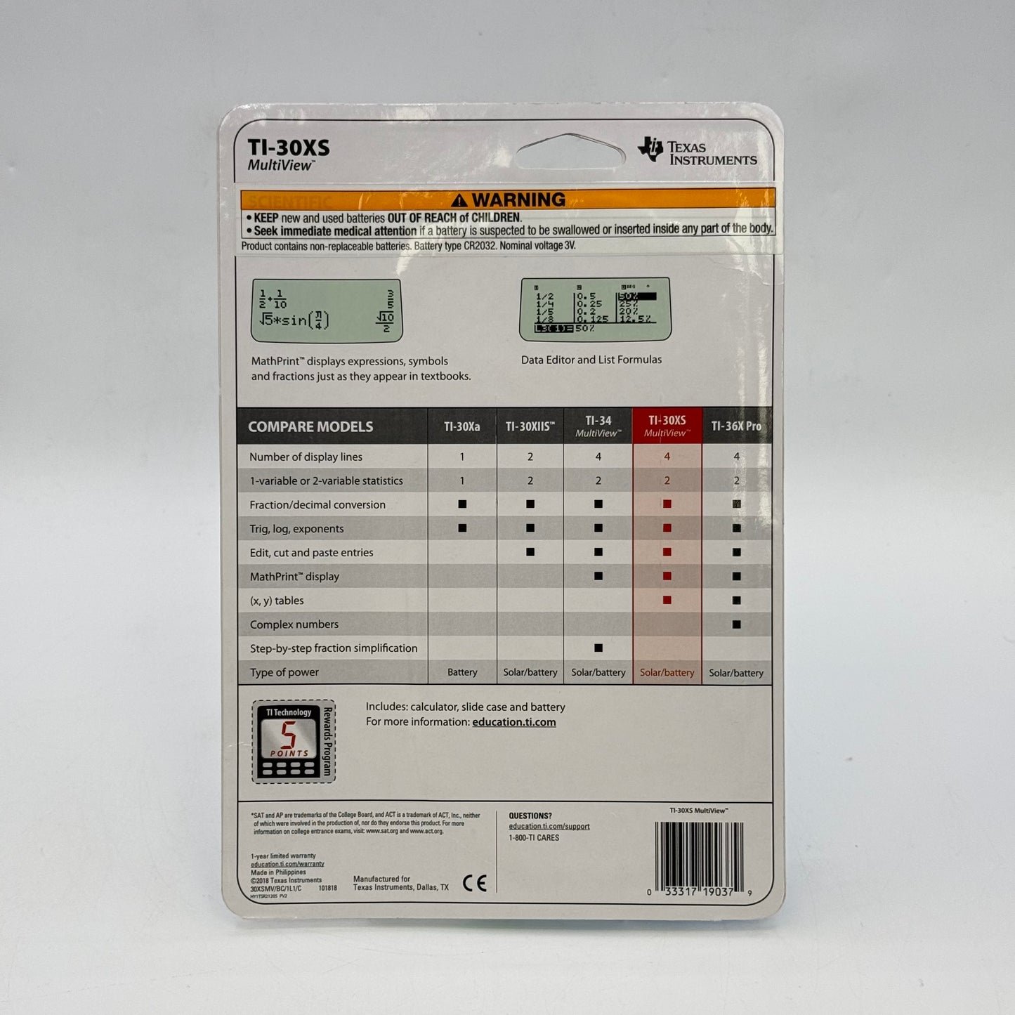 New Texas Instruments TI-30XS Multiview Graphing Calculator