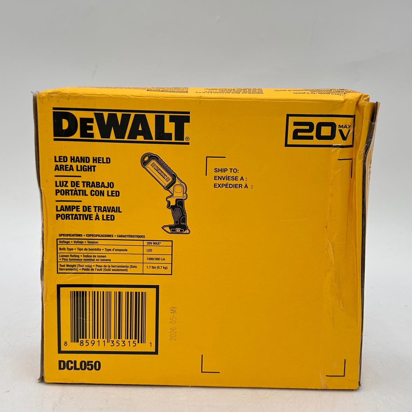 New DeWalt DCL050 20V MAX LED Handheld Area Light