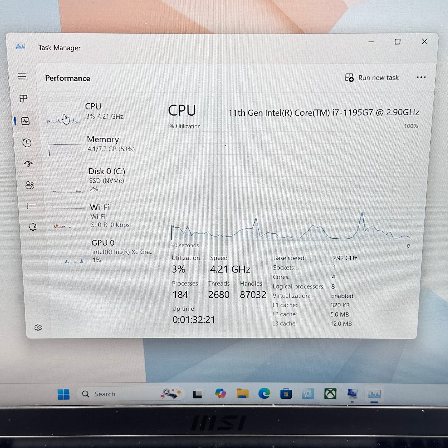 MSI Modern 15 MS-1552 15" i7-1195G7 2.9GHz 8GB RAM 1TB SSD