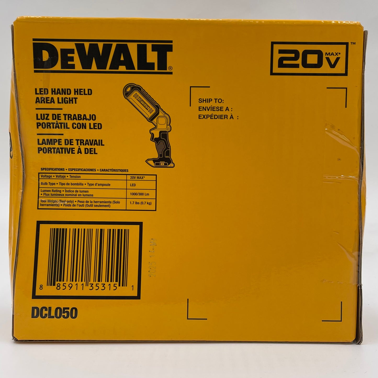 New DeWalt DCL050 20V MAX Led Hand Held Area Light