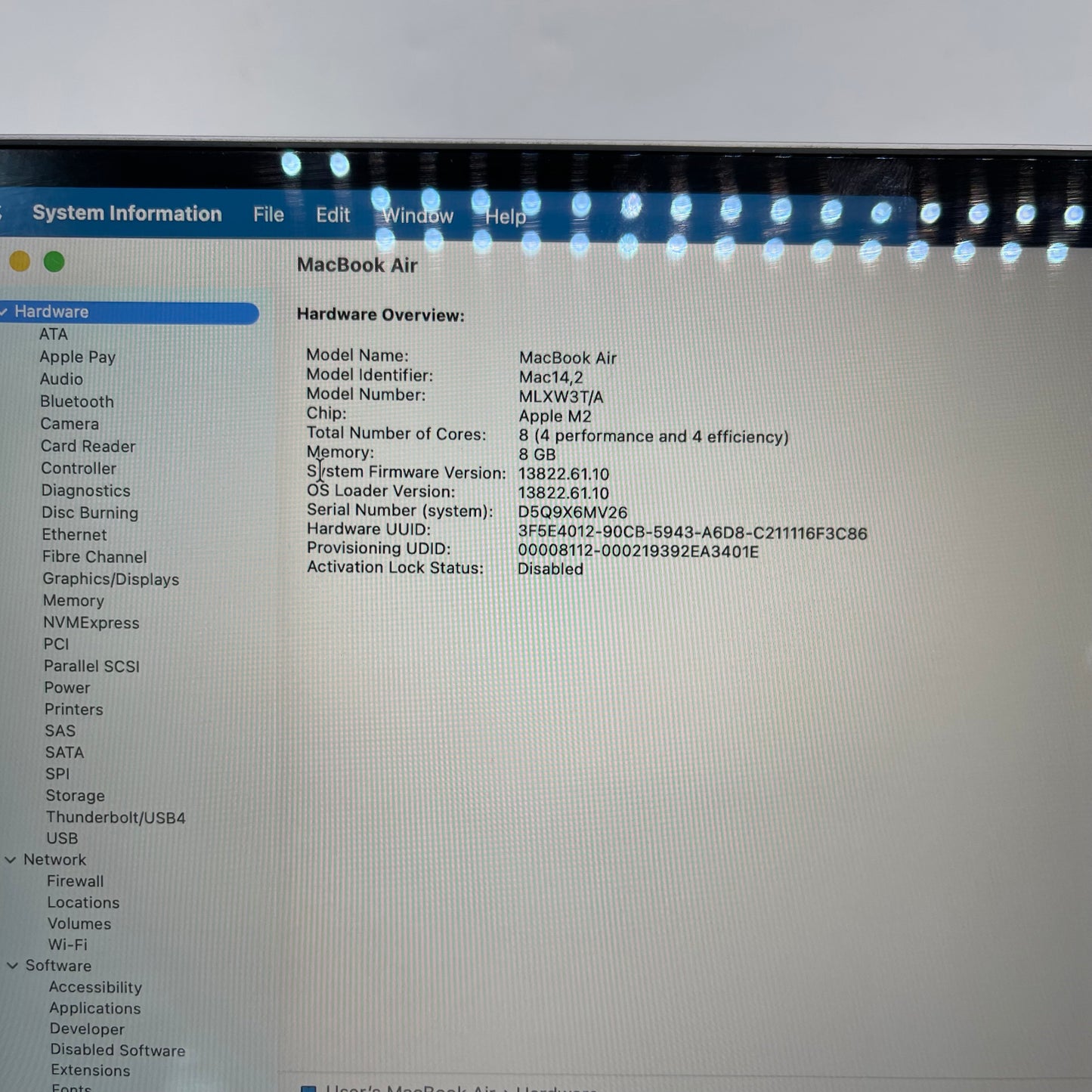 2022 Apple MacBook Air 13.6" M2 8C GPU 3.5GHz 8GB RAM 256GB SSD A2681