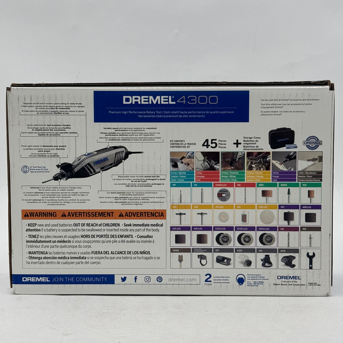 New Dremel 4300 Corded Premium Rotary Tool Kit