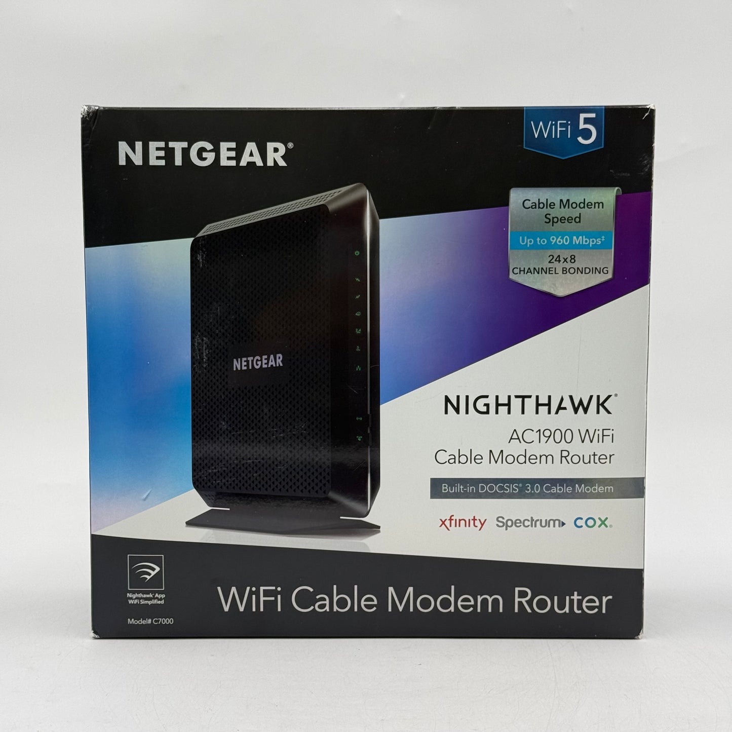 NETGEAR Nighthawk AC1900 WiFi Cable Modem Router Dual Band WiFi 5 C7000-1AZNAS