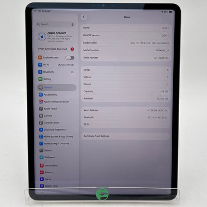 WiFi Only Apple iPad Pro 12.9" 6th Gen 128GB Space Gray MNXP3LL/A