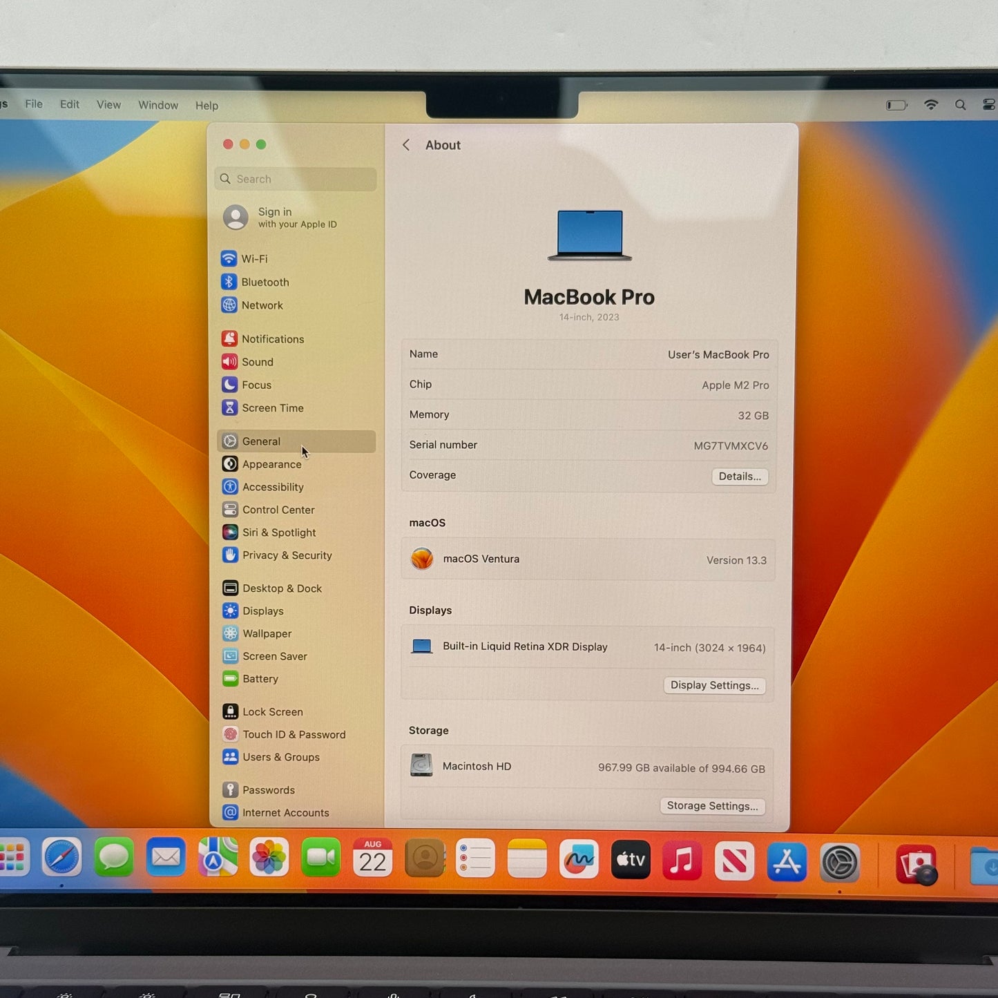 2023 Apple MacBook Pro 14" M2 Pro 19C GPU 3.5GHz 32GB RAM 1TB SSD A2779