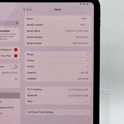 WiFi Only Apple iPad Pro 11" M4 512GB Space Black MVVC3LL/A