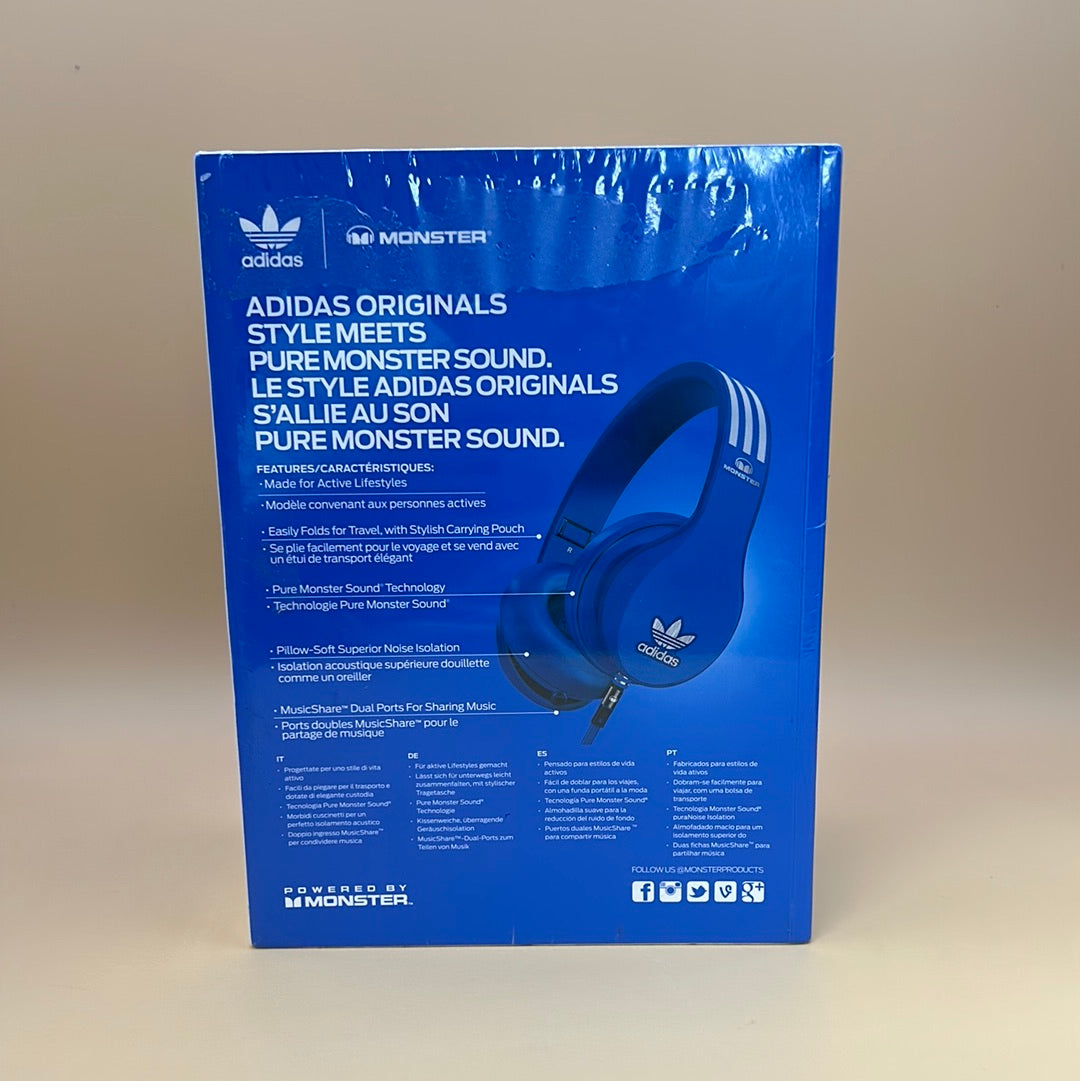 New Monster Adidas Noise Isolation Over Ear Headphones Blue