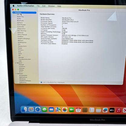 2019 Apple MacBook Pro 13.3" i5 2.4GHz 8GB RAM 256GB SSD Space Gray A1989