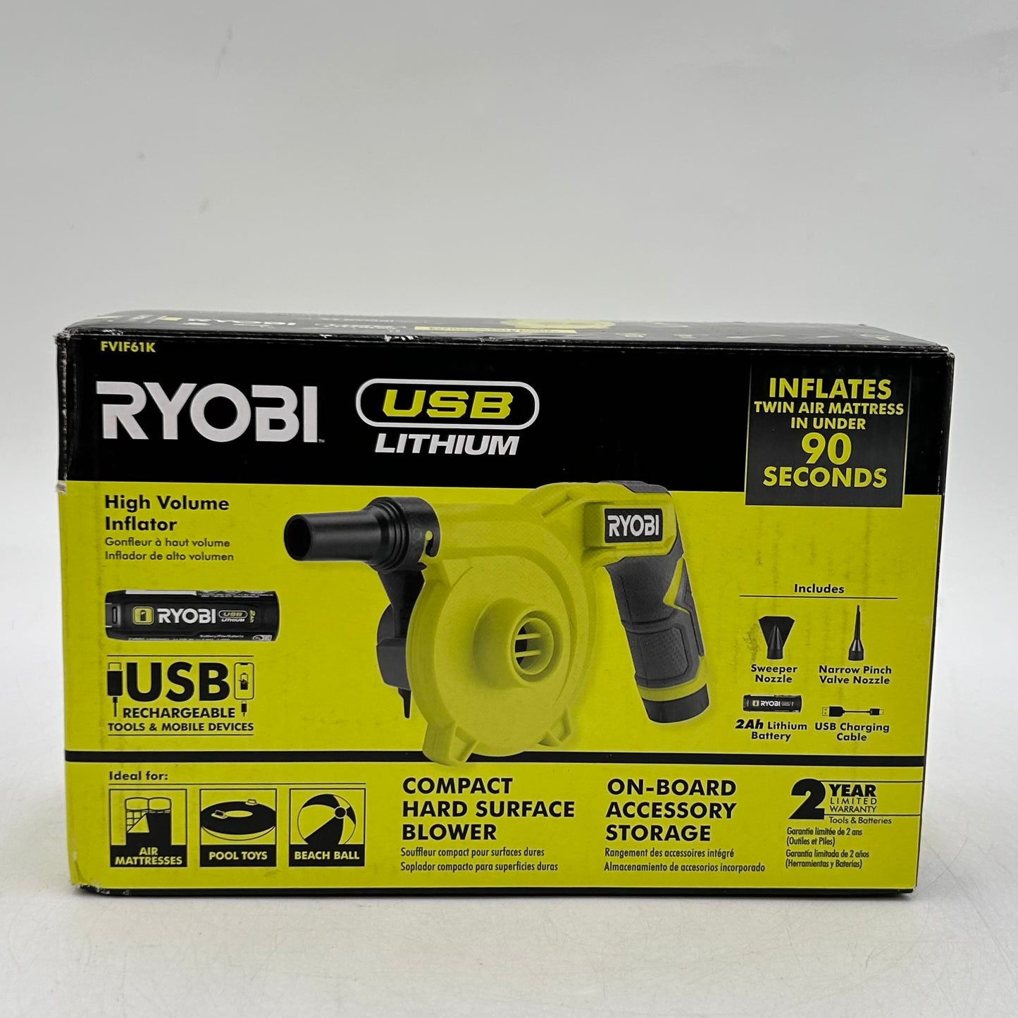 New Ryobi FVIF61K 4V High Volume Inflator
