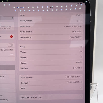 WiFi Only Apple iPad Pro 13" M4 256GB Space Black MVX23LL/A