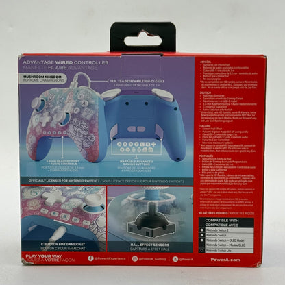 New PowerA Advantage Mushroom Kingdom Wired Controller White For Switch 2