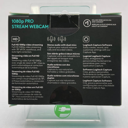 New Logitech 1080p Pro Stream WebCam 1080p 30 fps Webcam 960-001211