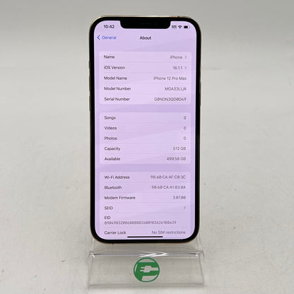 Factory Unlocked Apple iPhone 12 Pro Max 512GB Gold MGA33LL/A