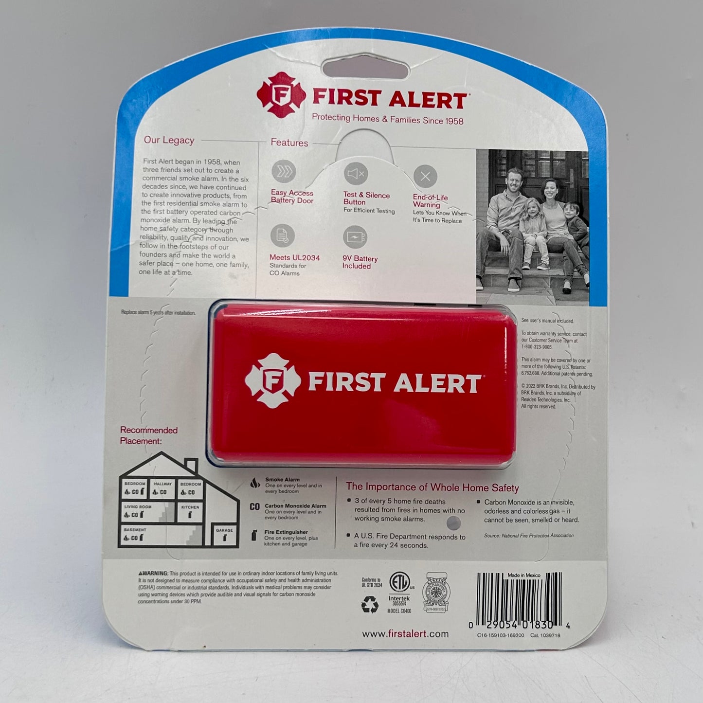 New FIRST ALERT Carbon Monoxide Alarm Carbon Monoxide Detector 1039718