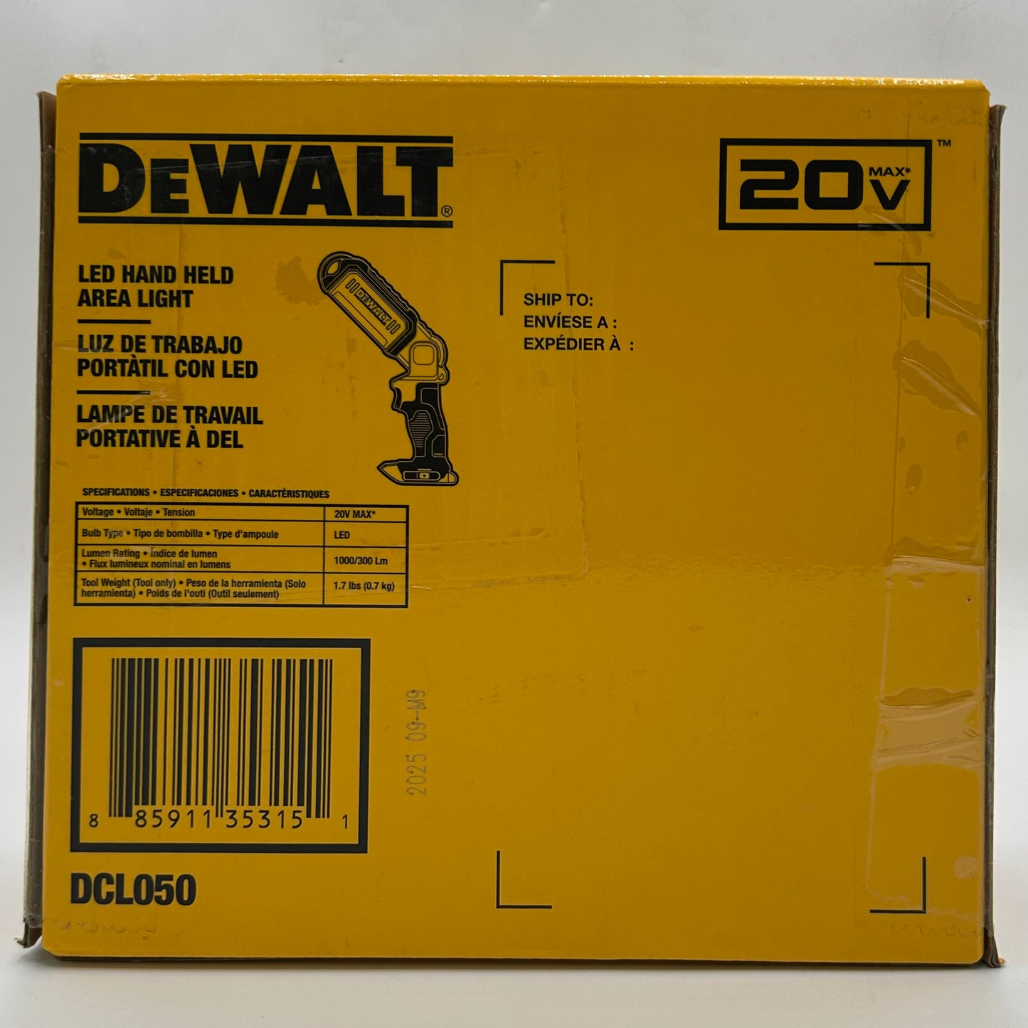 New DeWalt DCL050 20V MAX Led Hand Held Area Light