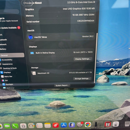 2019 Apple MacBook Pro 16" i9 2.3GHz 16GB RAM 1TB Silver A2141 Radeon Pro 5500M