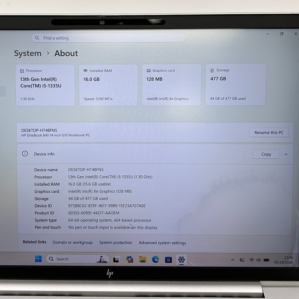 HP EliteBook 840 G10 14" i5-1335U 1.3GHz 16GB RAM 512GB SSD