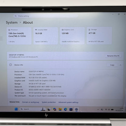 HP EliteBook 840 G10 14" i5-1335U 1.3GHz 16GB RAM 512GB SSD