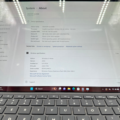 Microsoft Surface Pro 7 1866 12.3" i5-1035G4 1.1GHz 8GB RAM 128GB SSD
