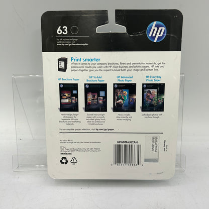 New HP 63 F6U62AN Black Noir Ink Cartridge