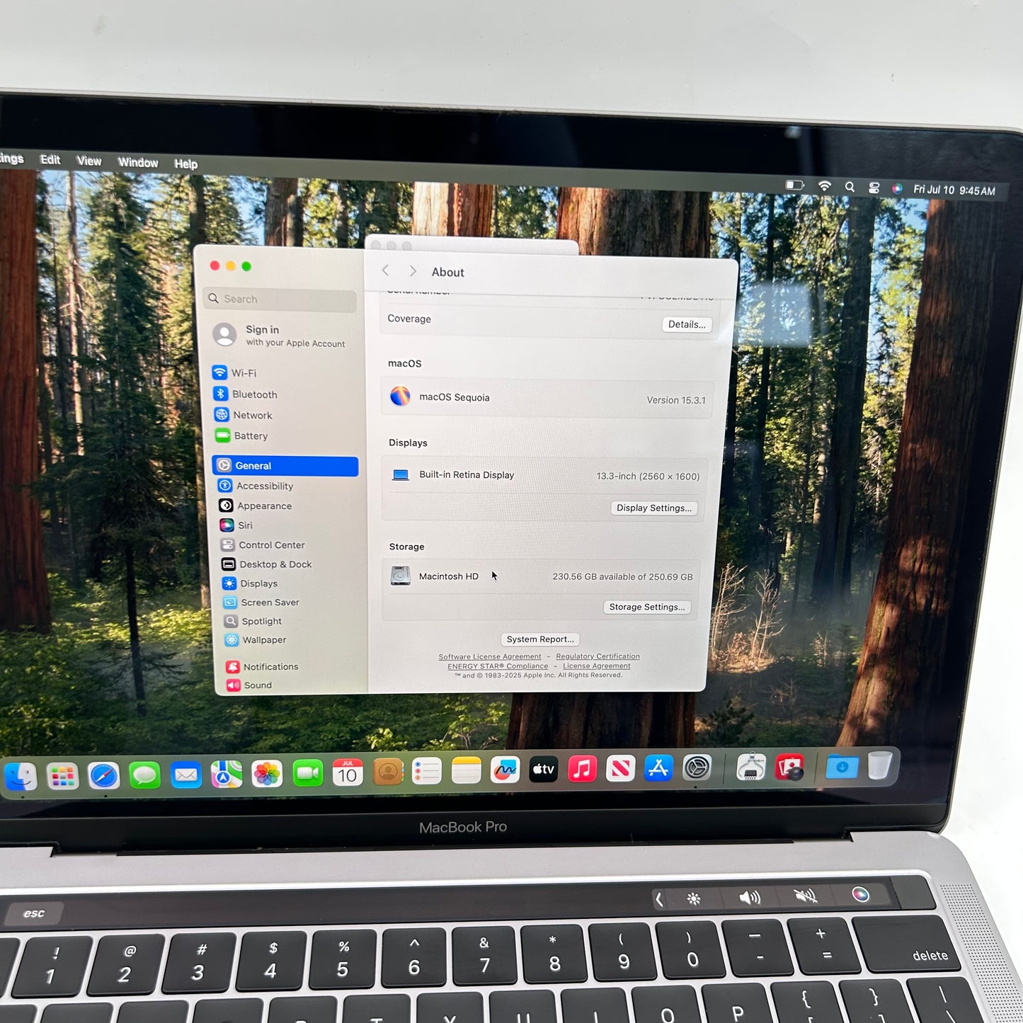2019 Apple MacBook Pro 13.3" i5 1.4GHz 8GB RAM 256GB SSD Silver A2159