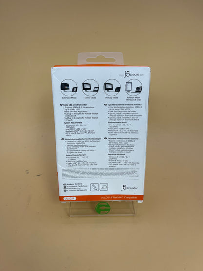 New J5 Create USB To HDMI Multi-Monitor Adapter JUA254-2A