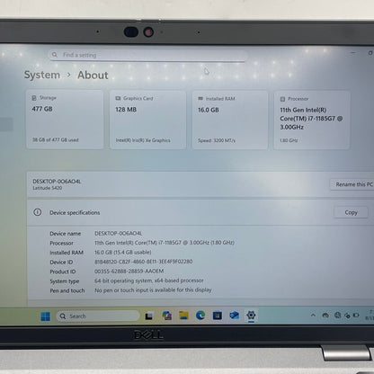 Dell Latitude 5420 14" i7-1185G7 3.0GHz 16GB RAM 512GB SSD