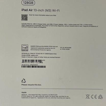 WiFi Only Apple iPad Air 13" M3 128GB Space Gray MCNH4LL/A