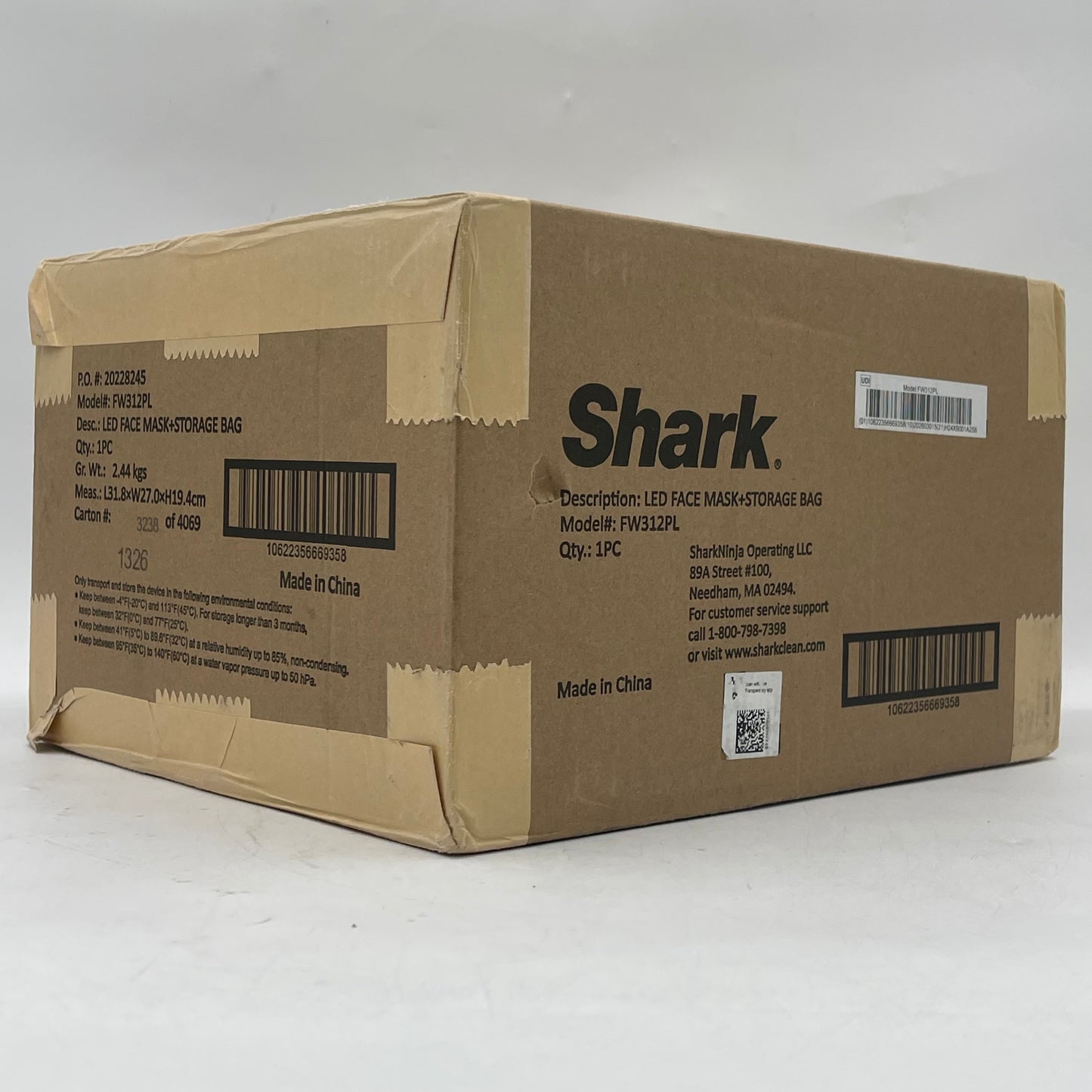 New Shark LED Face Mask + Storage Bag Light Therapy Mask FW312PL