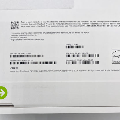 New 2025 Apple MacBook Pro 14" M5 10 Core 4.6GHz 24GB RAM 2TB SSD A3434