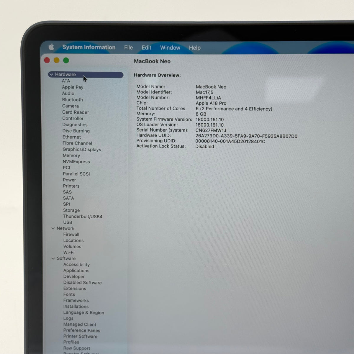 2026 Apple MacBook Neo 13" A18 Pro 5C GPU 4.0GHz 8GB RAM 256GB SSD MHFF4LL/A