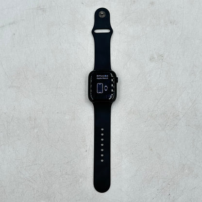 Unlocked Apple Watch Series 8 45MM Black Aluminum A2774 w/ Black Sport Band