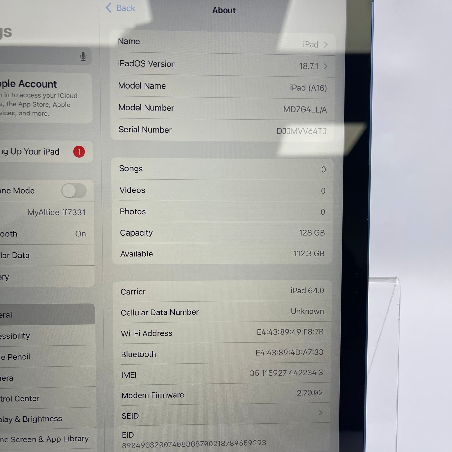 Unlocked Apple iPad 11" (A16) 128GB Blue MD7G4LL/A