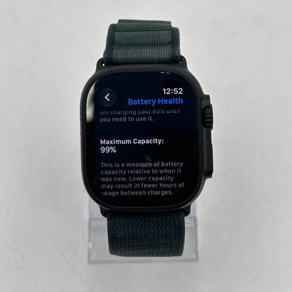 Unlocked Apple Watch Ultra 2 49MM Black Titanium Green Alpine Loop MX4R3LW/A
