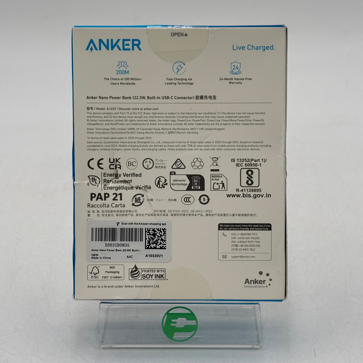 New Anker Nano Power Bank 22.5W Portable Power Bank A1653 Black