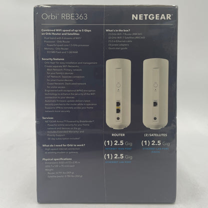 New Orbi Wifi 7 Whole Home Mesh WiFi System RBE363-100NAS
