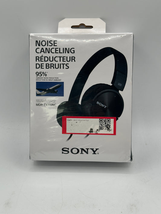 New Sony Noise Cancelling Wired Over-Ear Headphones Black MDR-ZX110NC