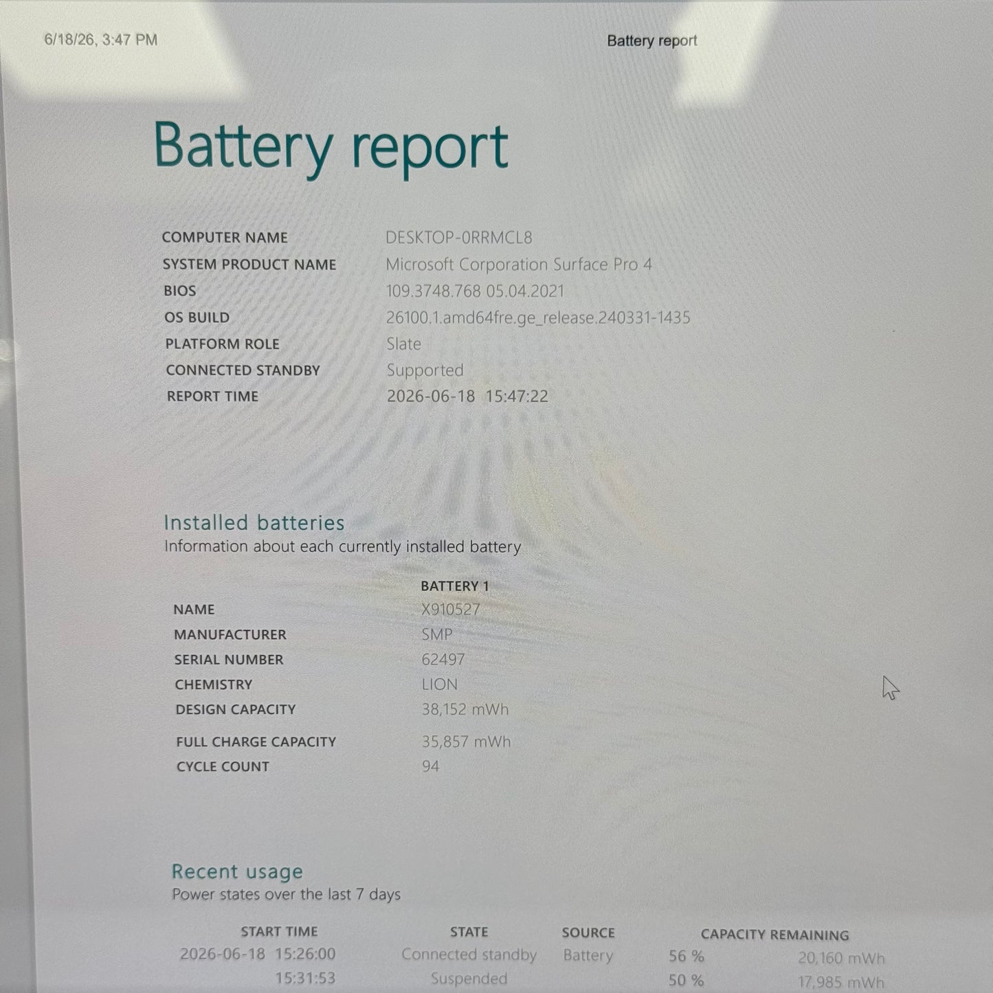 Microsoft Surface Pro 4 1724 12.3" i5 2.5GHz 8GB RAM 256GB SSD