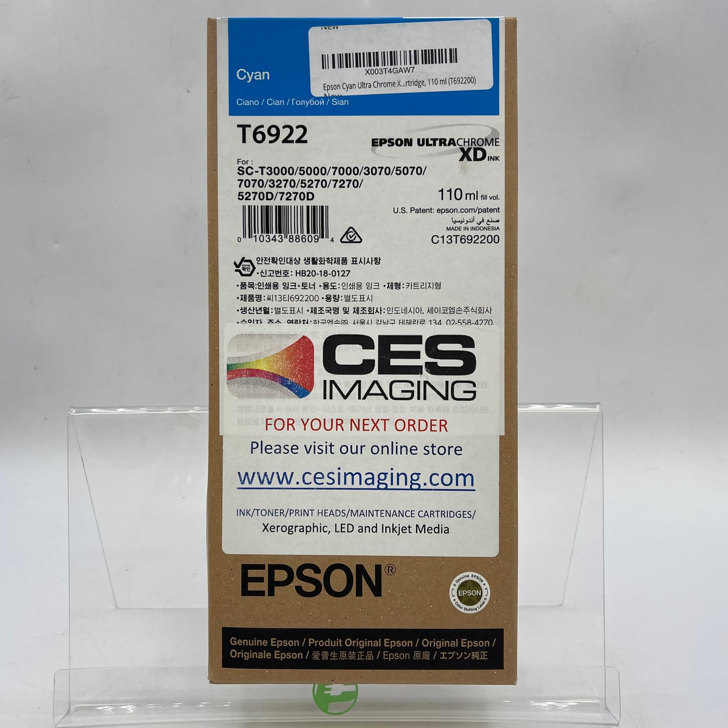 New Epson T6922 C13T692200 Cyan Ink Cartridge Exp 06/2028