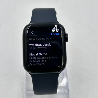 Unlocked Apple Watch SE 2nd Gen 44MM Black Aluminum Gray Sport Loop MXG23LL/A
