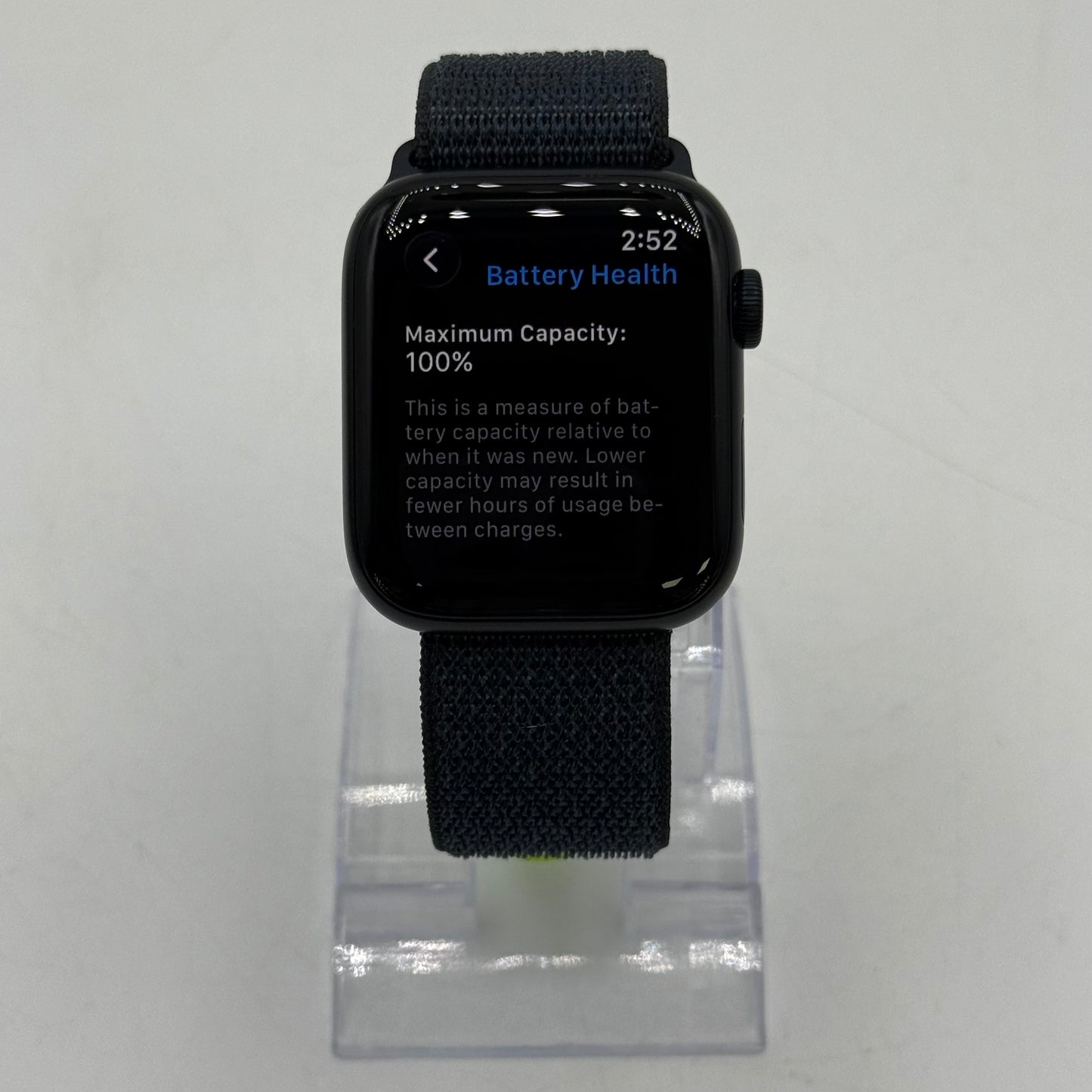 Unlocked Apple Watch SE 2nd Gen 44MM Midnight Aluminum Anchor Blue Sport Loop