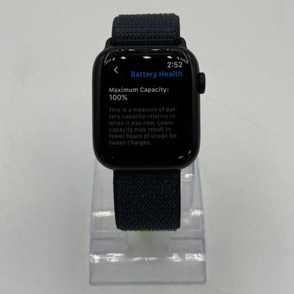 Unlocked Apple Watch SE 2nd Gen 44MM Midnight Aluminum Anchor Blue Sport Loop