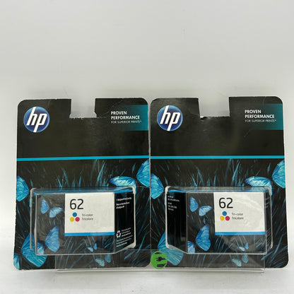 Lot of 2 Expired  New HP 62 C2P06AN Tri-color Ink Cartridge